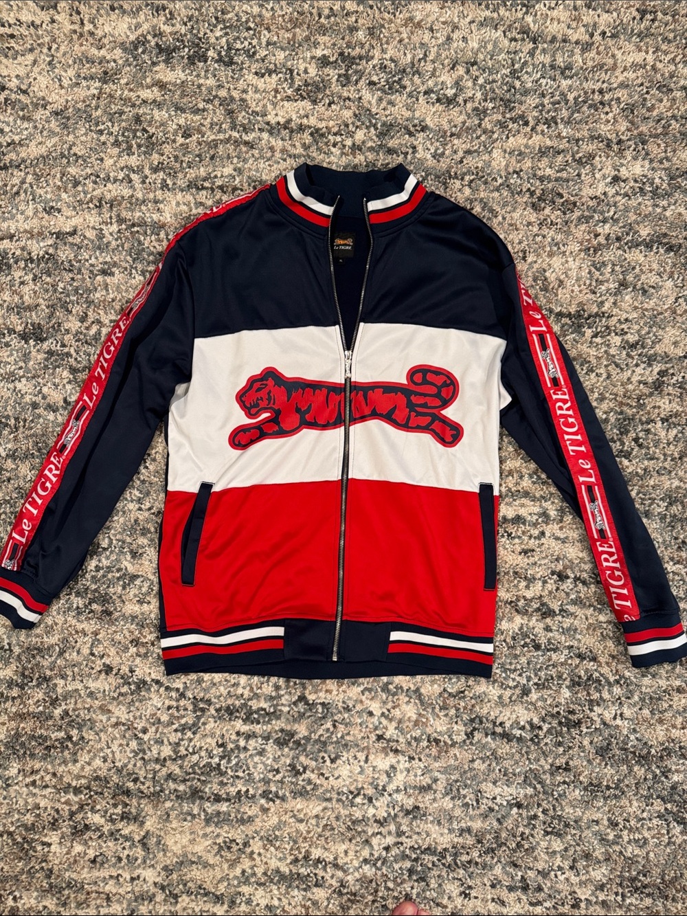 Le Tigre Navy White Red Striped Tiger Track Jacket